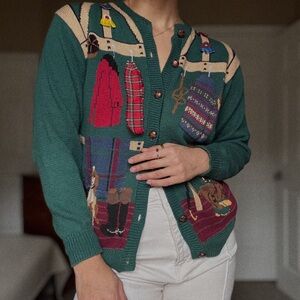 Women's Green Patterned Sweater